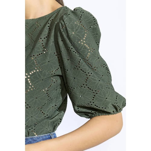 LOLALIZA top kaki broderie afbeelding