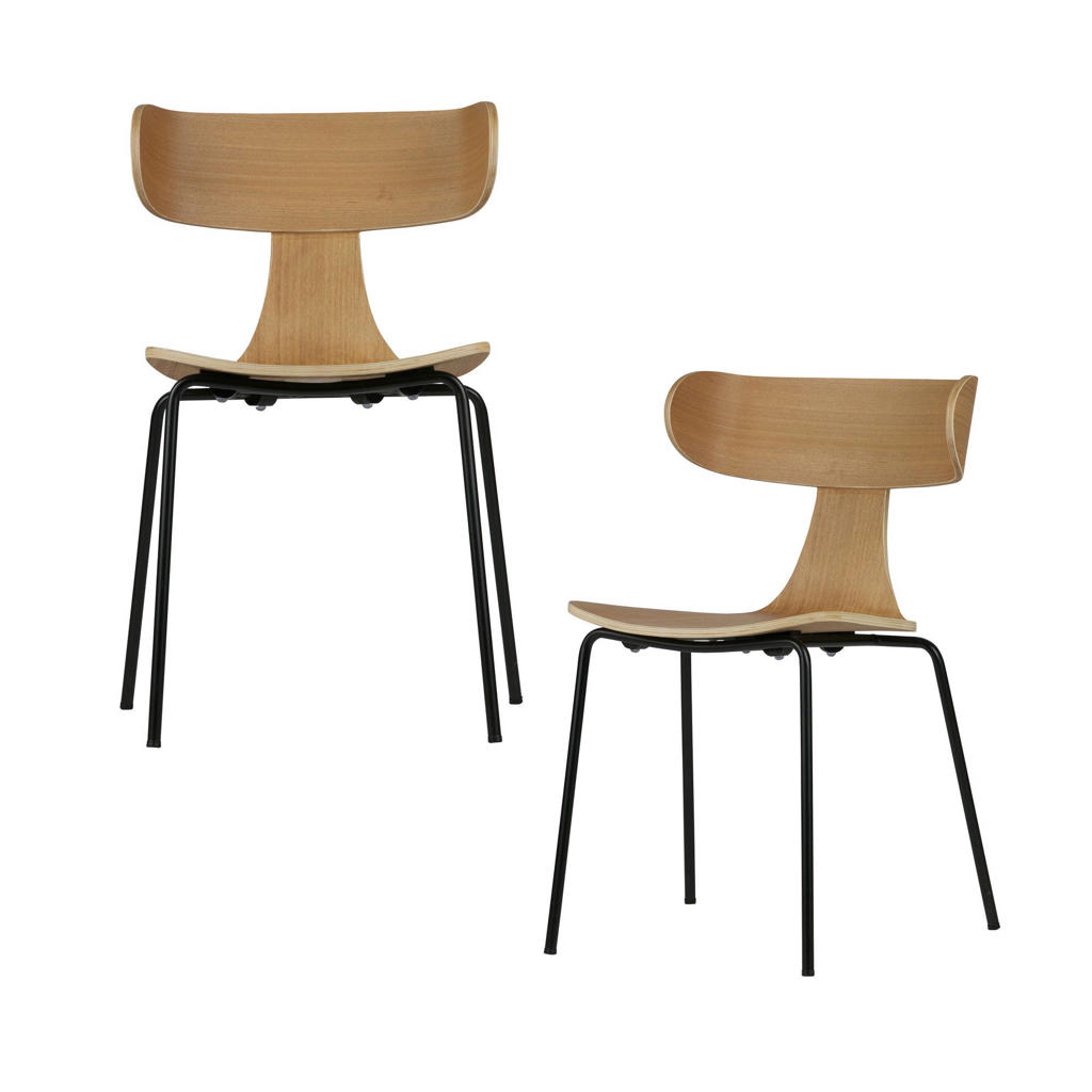 WOOOD WOOOD Form Eetkamerstoelen - Hout/Metaal - Zand - Set van 2