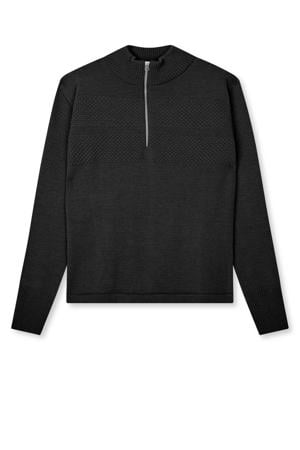 vest met wol gebreid zwart