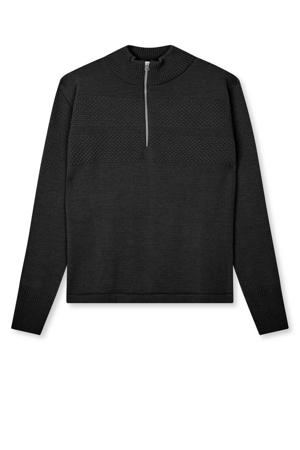 vest met wol gebreid zwart