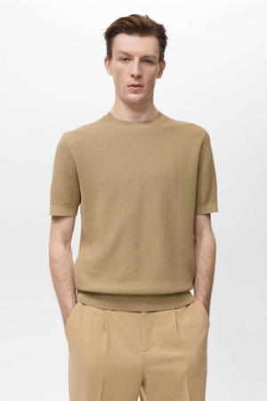 regular T-shirt gebreid beige
