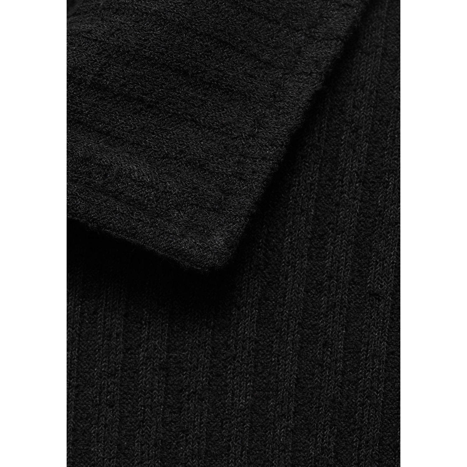 Mango Man rechtvallend polo gebreid zwart