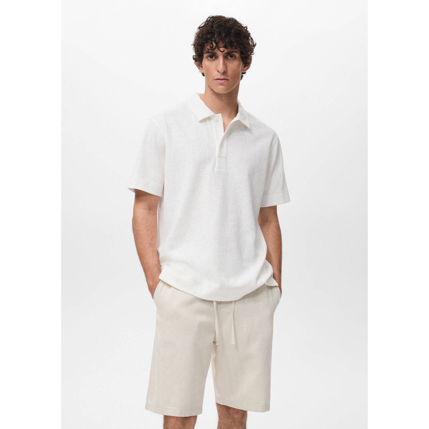 Mango Man regular polo ecru