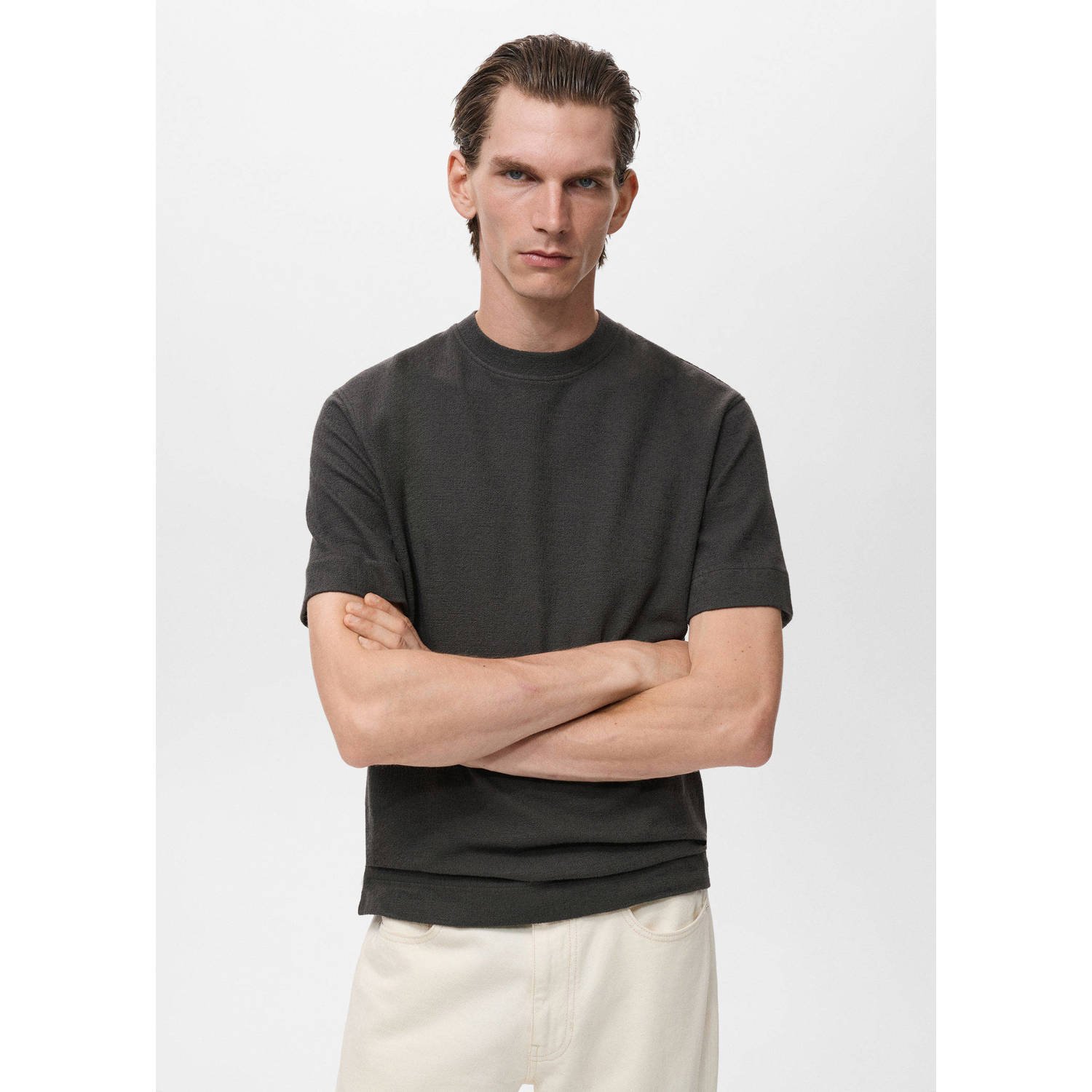 Mango Man regular T-shirt antraciet