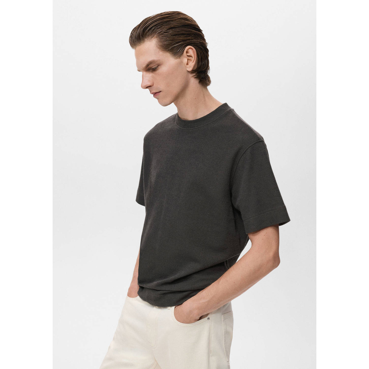 Mango Man regular T-shirt antraciet