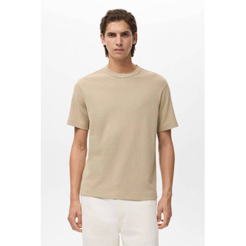 Mango Man regular T-shirt gebreid beige afbeelding