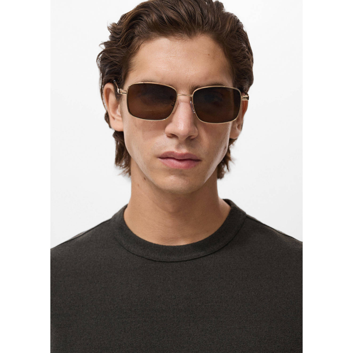 Mango Man regular T-shirt gebreid antraciet