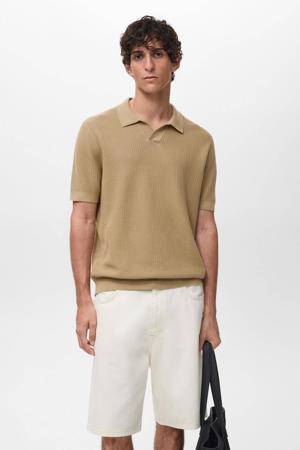 rechtvallend polo gebreid beige
