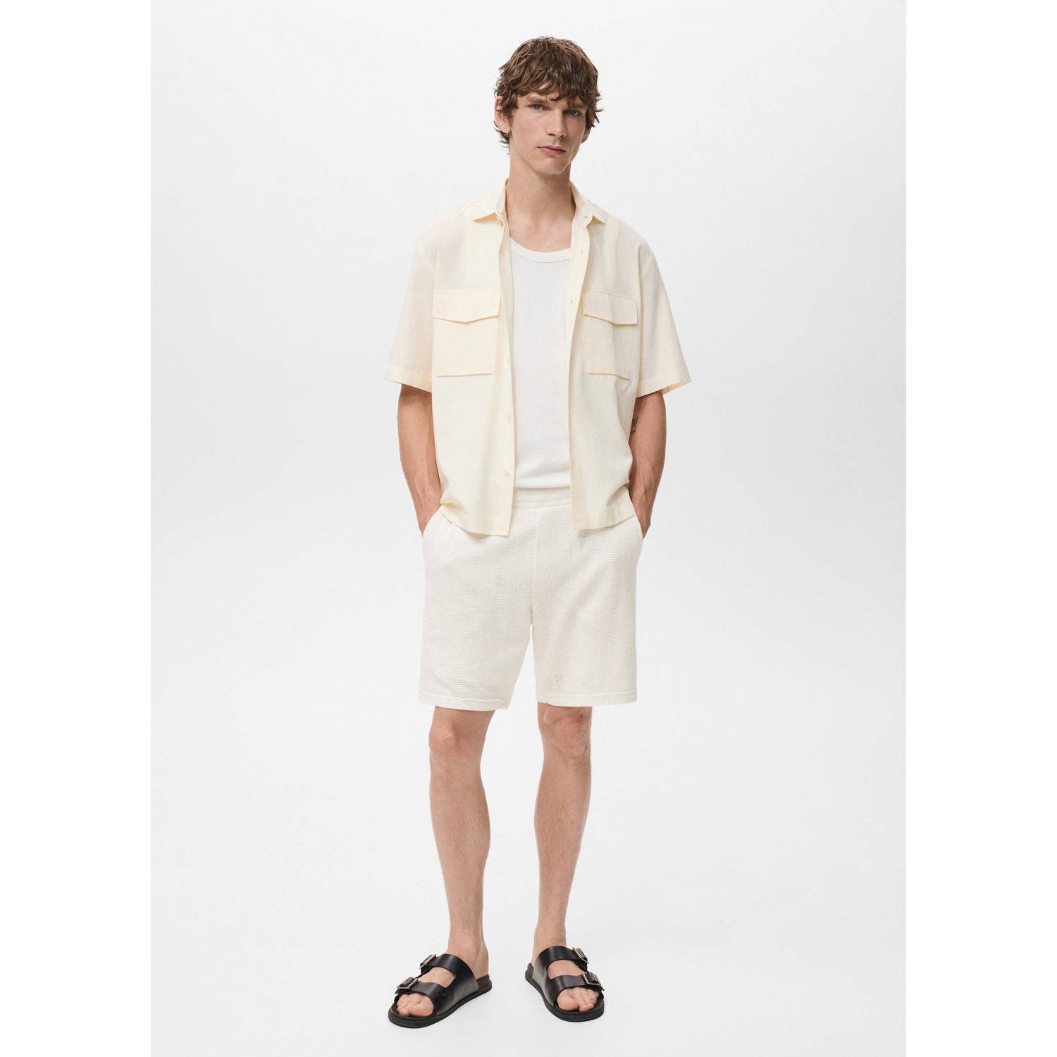 Mango Man regular casual short ecru