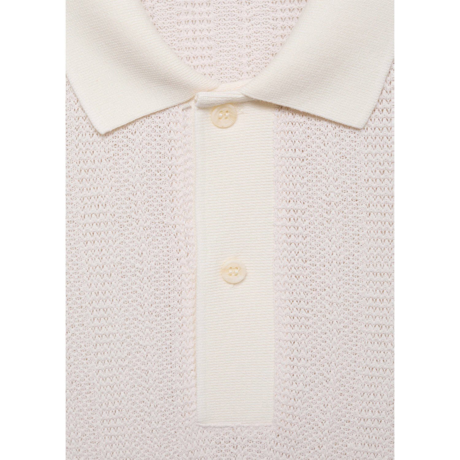 Mango Man regular polo gebreid ecru
