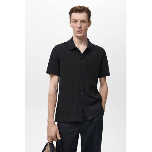 Mango Man casual overhemd gebreid zwart afbeelding