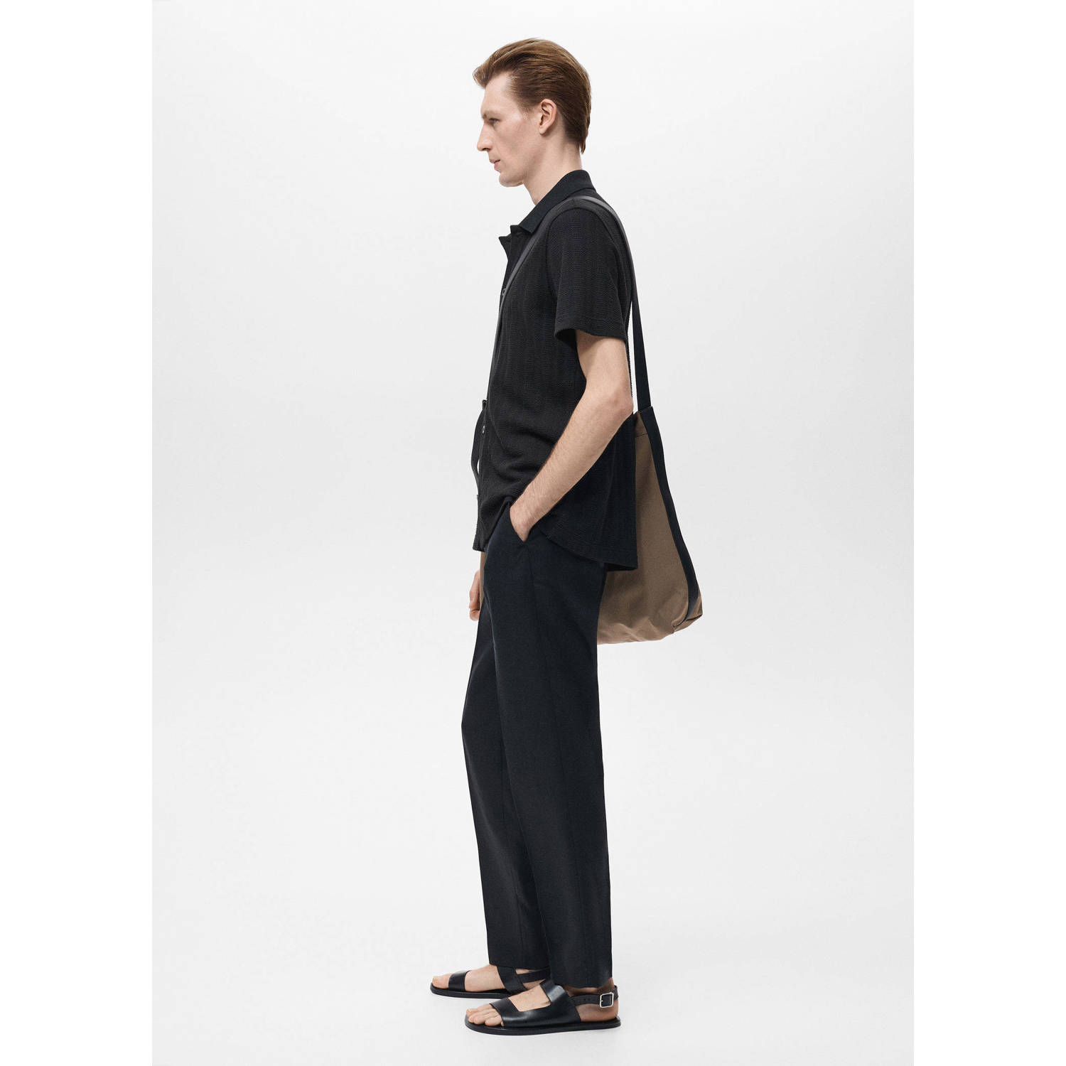 Mango Man casual overhemd gebreid zwart