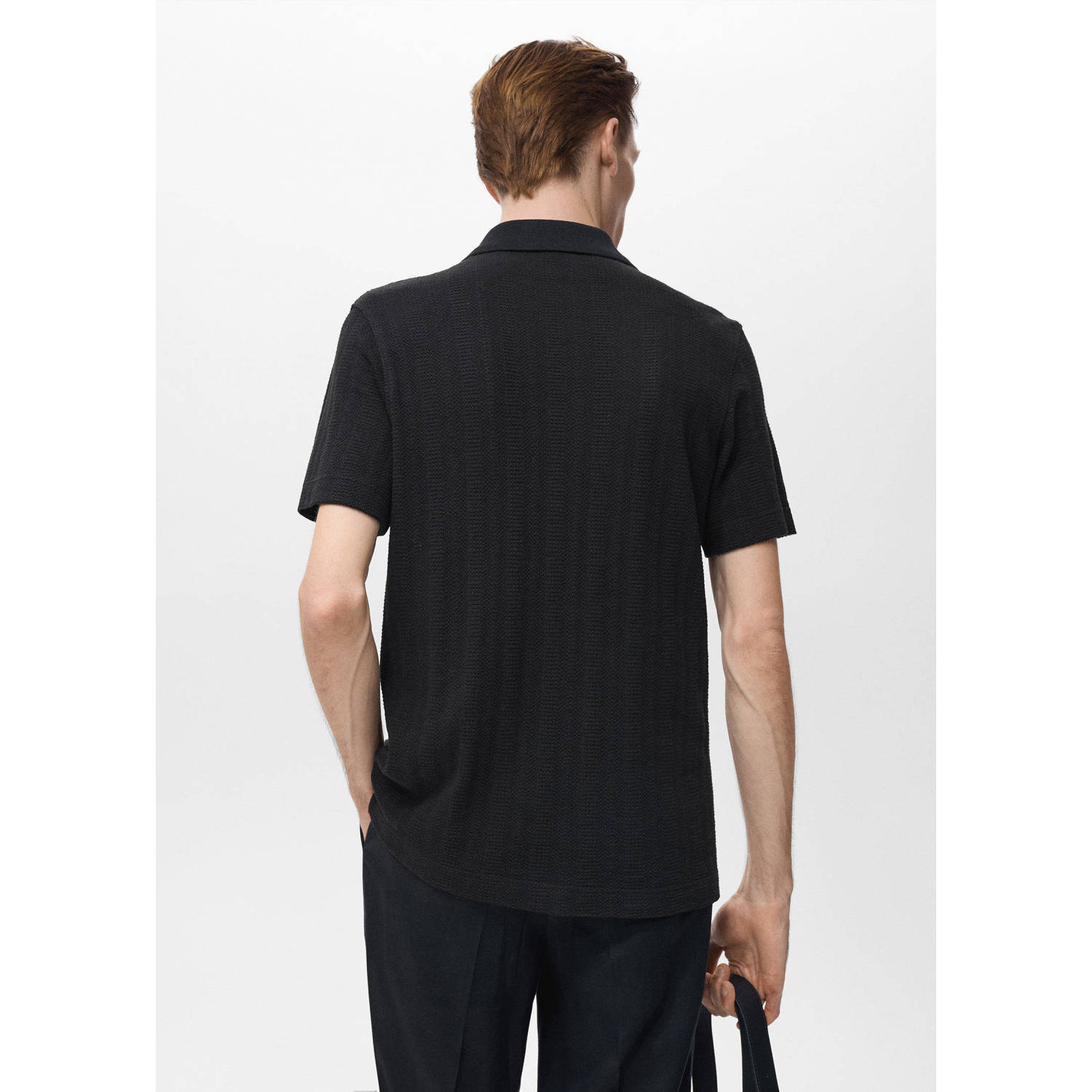 Mango Man casual overhemd gebreid zwart