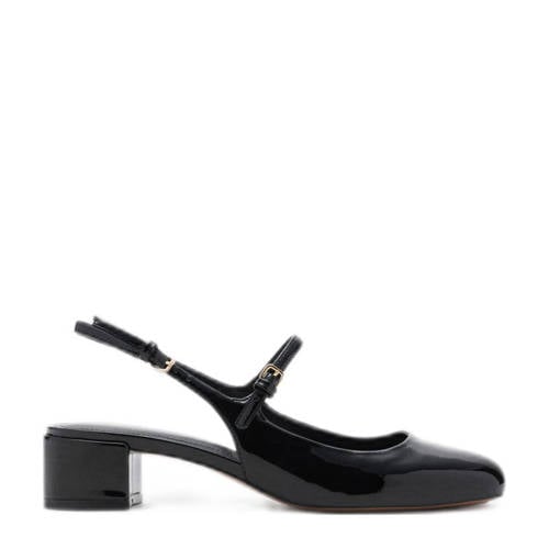 Mango lak slingback pumps zwart afbeelding