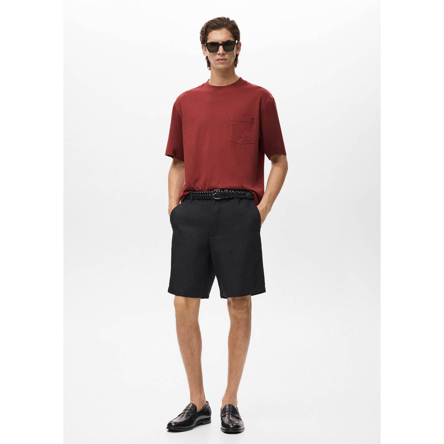 Mango Man oversized T-shirt donkerrood
