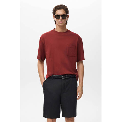 Mango Man oversized T-shirt donkerrood afbeelding