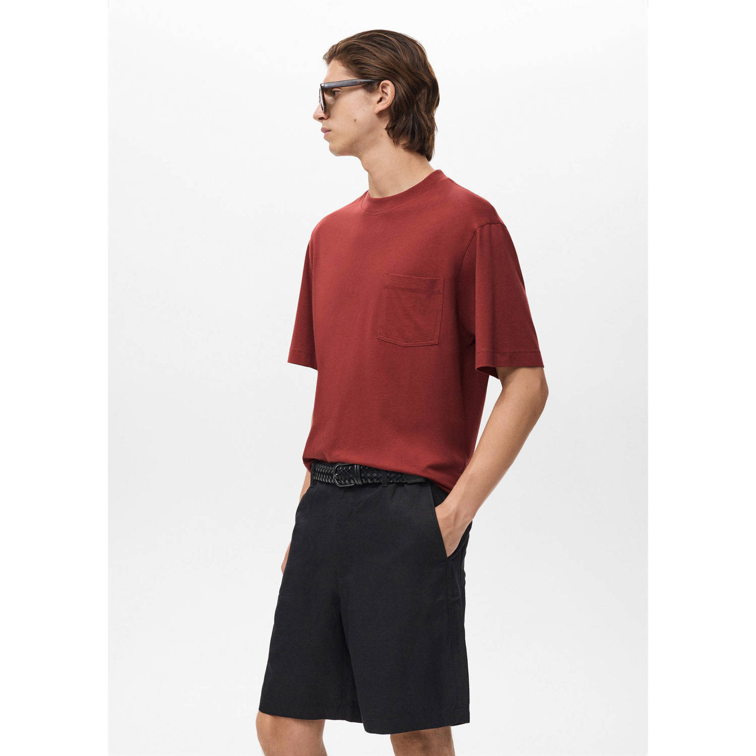 Mango Man oversized T-shirt donkerrood