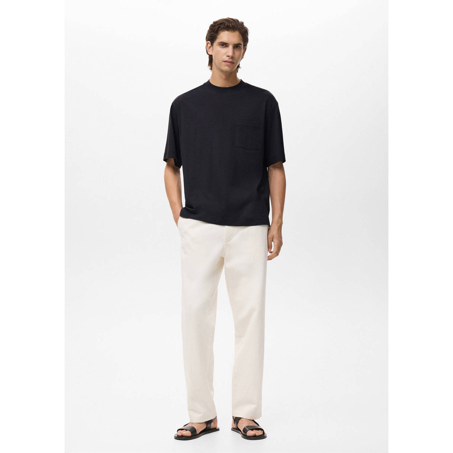 Mango Man oversized T-shirt zwart