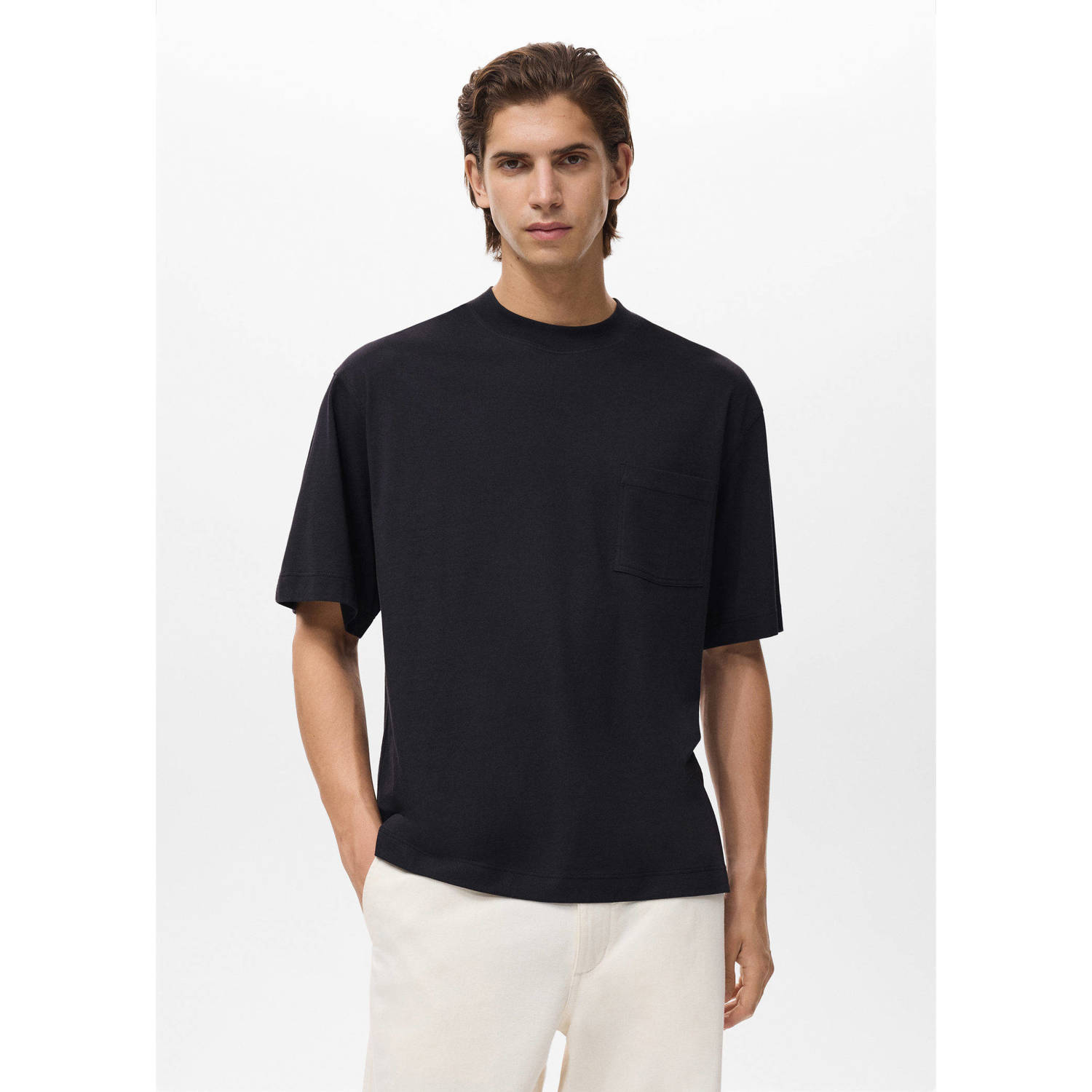Mango Man oversized T-shirt zwart