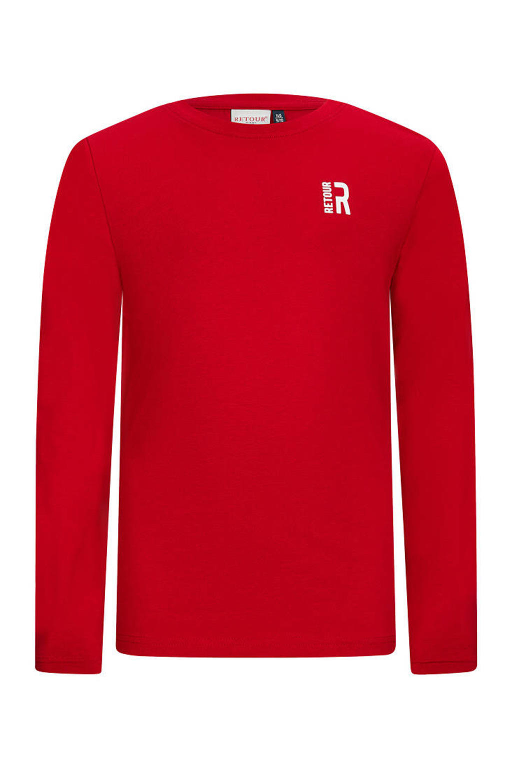 Rode jongens Retour Jeans longsleeve van stretchkatoen met effen, lange mouwen en ronde hals