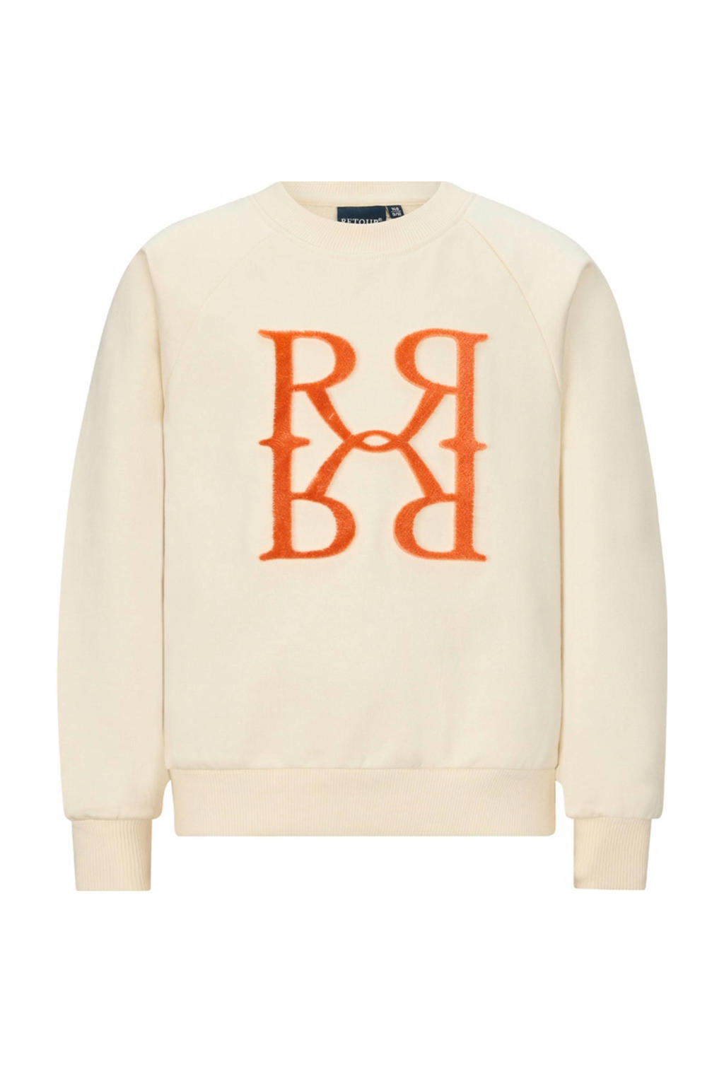 Beige meisjes Retour Jeans sweater van stretchkatoen met printopdruk, lange mouwen en ronde hals