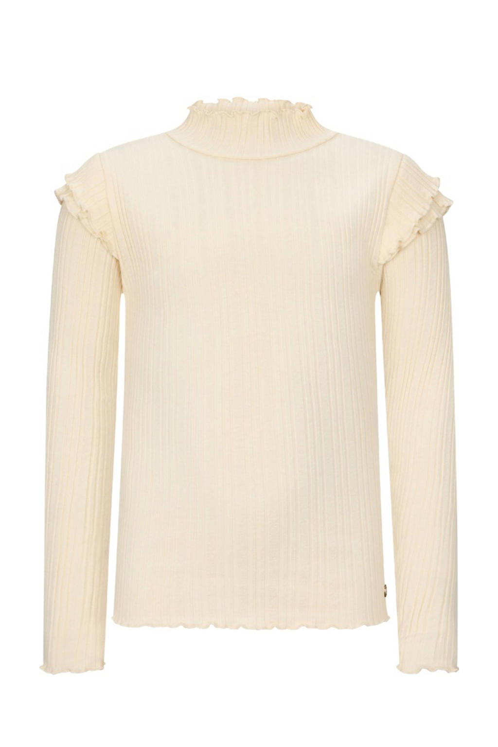 Beige meisjes Retour Jeans longsleeve van stretchkatoen met effen, lange mouwen, opstaande kraag en ruches