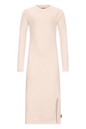 maxi jurk rib gebreid beige