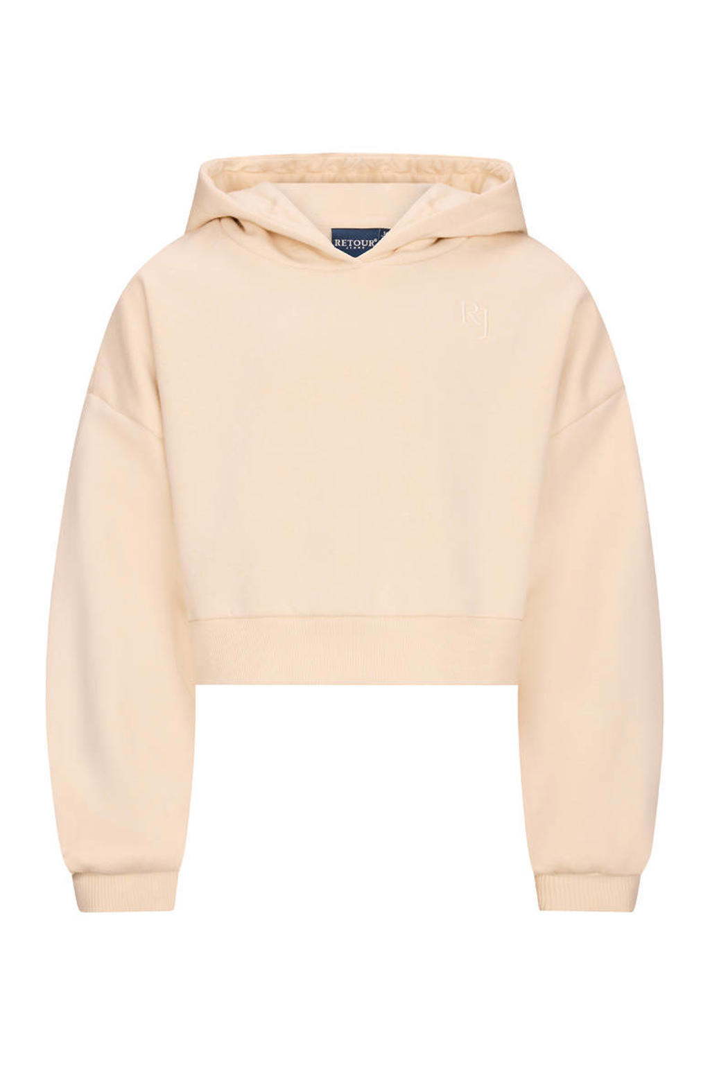 Beige meisjes Retour Jeans hoodie van sweat materiaal met effen, lange mouwen en capuchon
