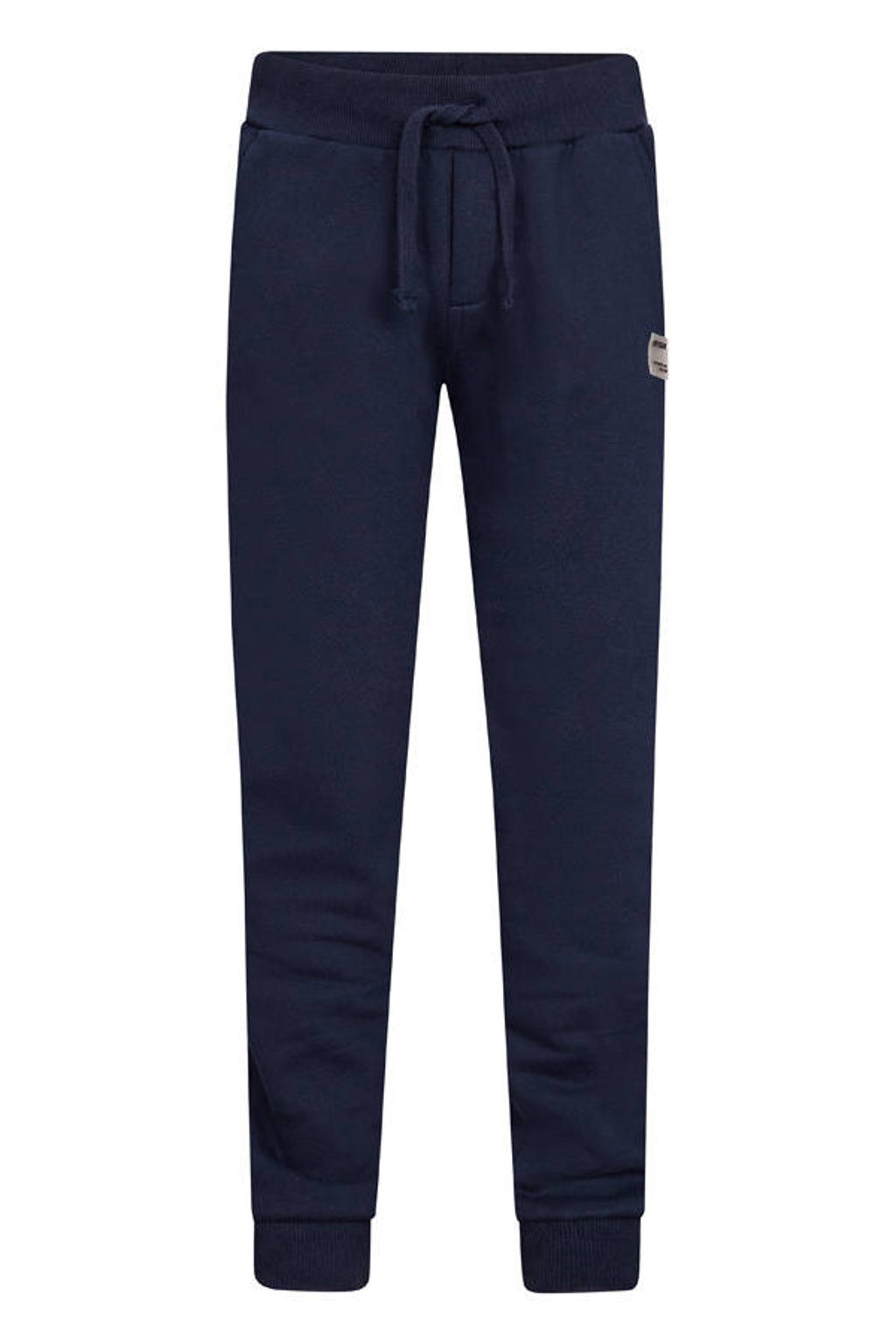 Donkerblauwe jongens Retour Jeans straight joggingbroek van stretchkatoen met regular waist en effen