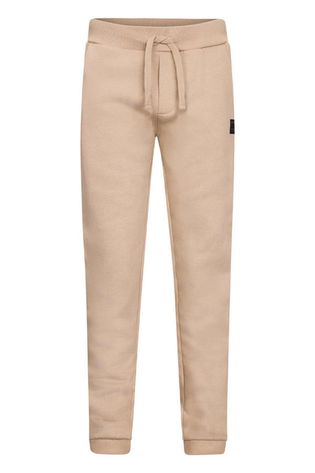 Beige jongens Retour Jeans straight joggingbroek van stretchkatoen met regular waist en effen