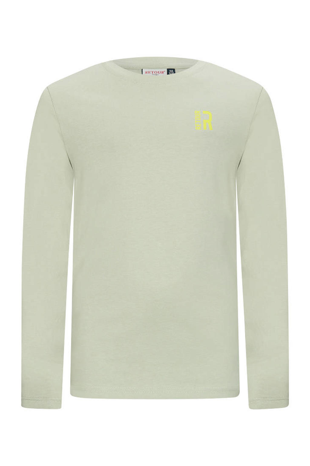 Groene jongens Retour Jeans longsleeve van stretchkatoen met effen, lange mouwen en ronde hals