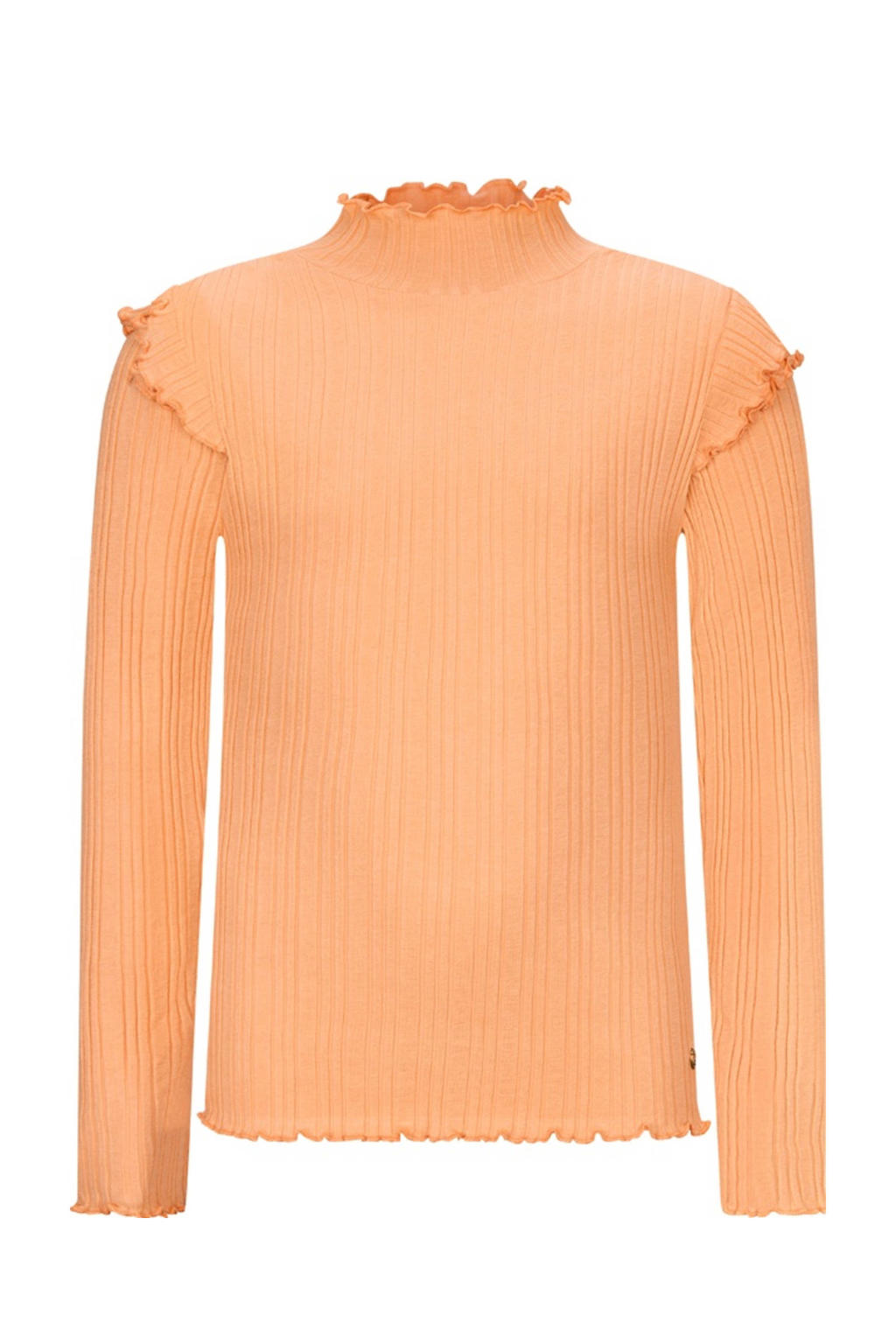 Oranje meisjes Retour Jeans longsleeve van stretchkatoen met effen, lange mouwen, opstaande kraag en ruches