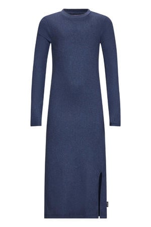 maxi jurk rib gebreid donkerblauw