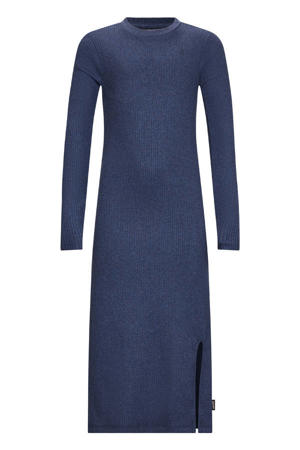 maxi jurk rib gebreid donkerblauw