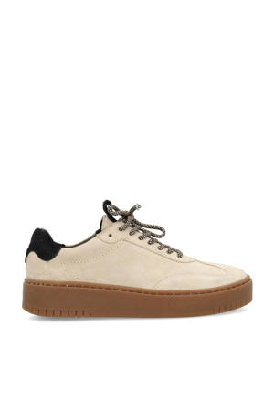 suède sneakers ecru/zwart