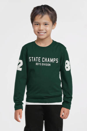 longsleeve met printopdruk donkergroen