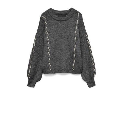 VERO MODA gebreide trui met wol antraciet afbeelding