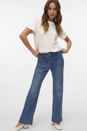 high waist loose fit jeans medium blue denim