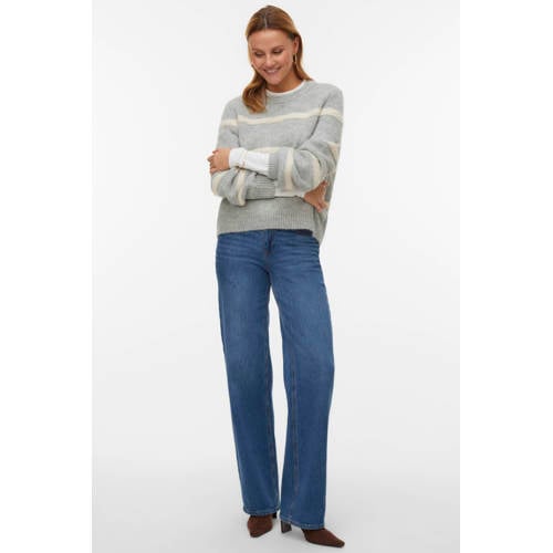 VERO MODA gestreepte trui grijs gebreid afbeelding