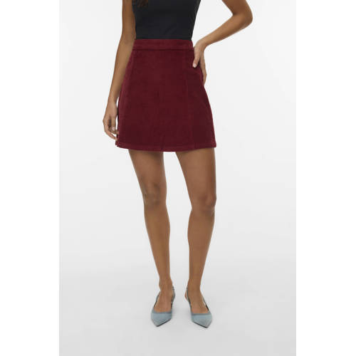 VERO MODA corduroy suede mini rok rood afbeelding