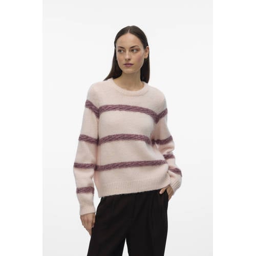 VERO MODA gestreepte trui ecru gebreid afbeelding