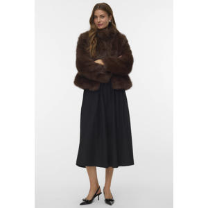 faux fur jas donkerbruin