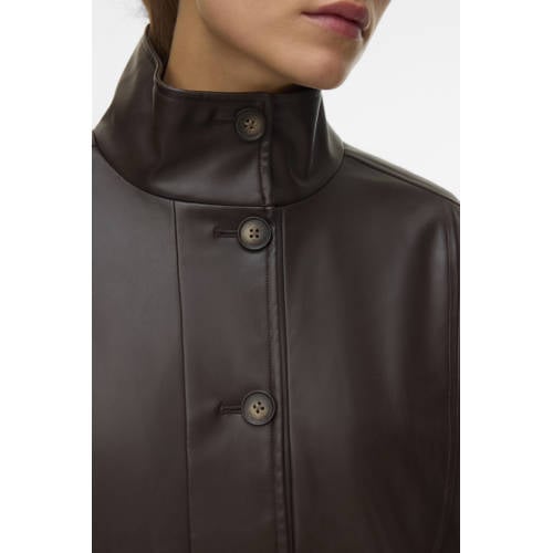 VERO MODA imitatieleren jasje donkerbruin afbeelding