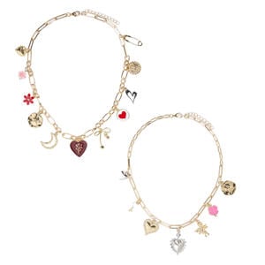 ketting PCKRISTINE met bedels - goudkleurig (set van 2)