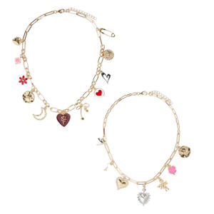 ketting PCKRISTINE met bedels - goudkleurig (set van 2)