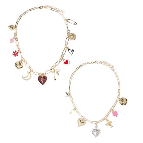 PIECES ketting PCKRISTINE met bedels - set van 2 goudkleurig afbeelding