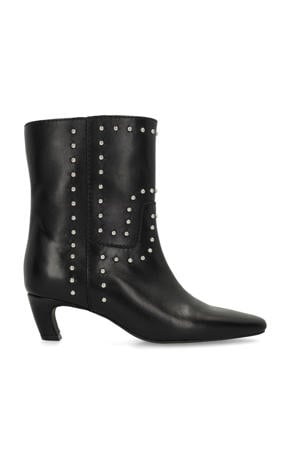 leren enkellaarzen met studs zwart