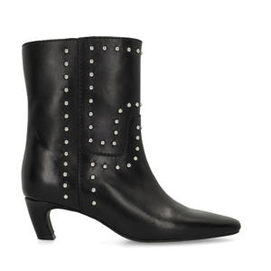leren enkellaarzen met studs zwart