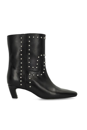 leren enkellaarzen met studs zwart