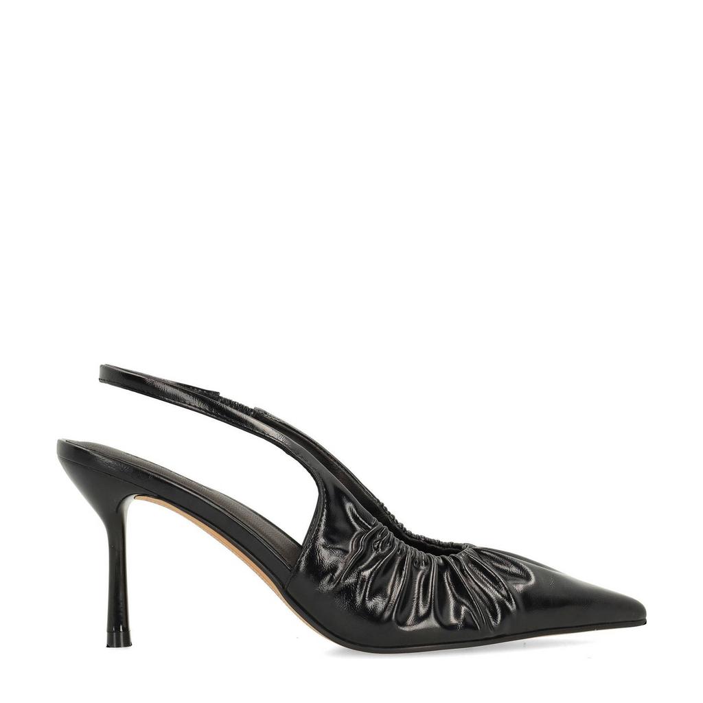 Zwarte dames Sacha slingback pumps van synthetisch materiaal met elastische tailleband